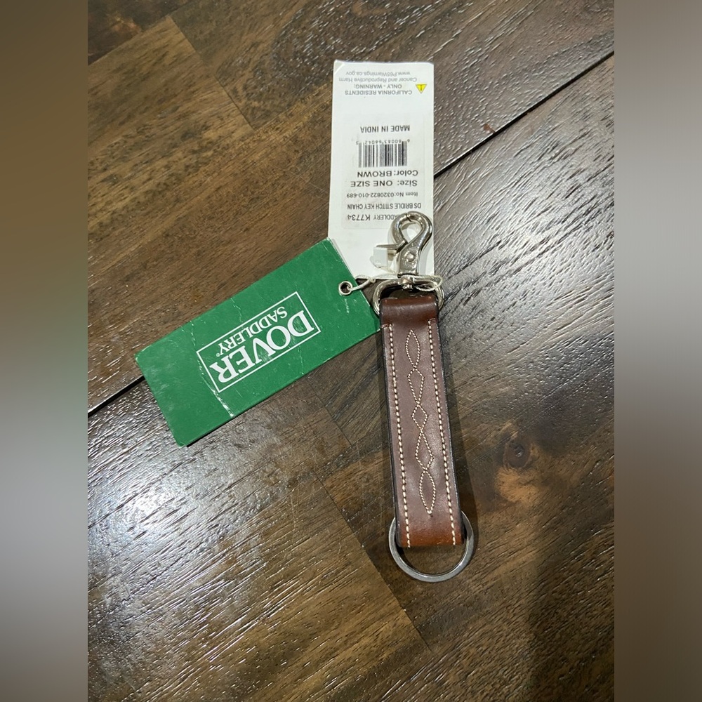 DOVER SADDLERY Leather Bridle Stitch Key Chain NWT